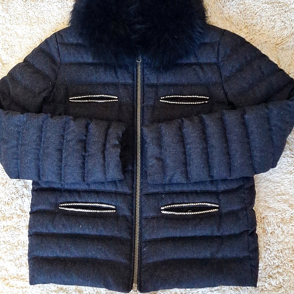 The Kooples Wool Puffer with Removable Fur